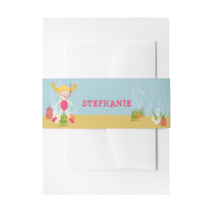 Bandeau De Faire-part Fête de Plage de Fille de Snorkeling