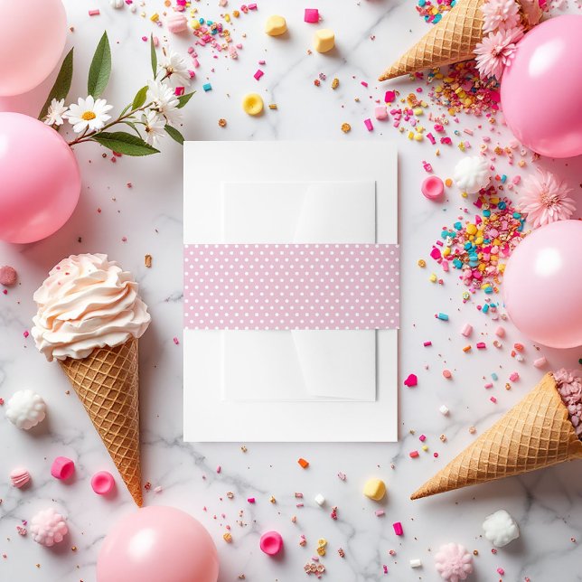 Bandeau De Faire-part Fête des mariées Pointe rose (Pink Polka Dot Bridal Shower Invitation Belly Band)