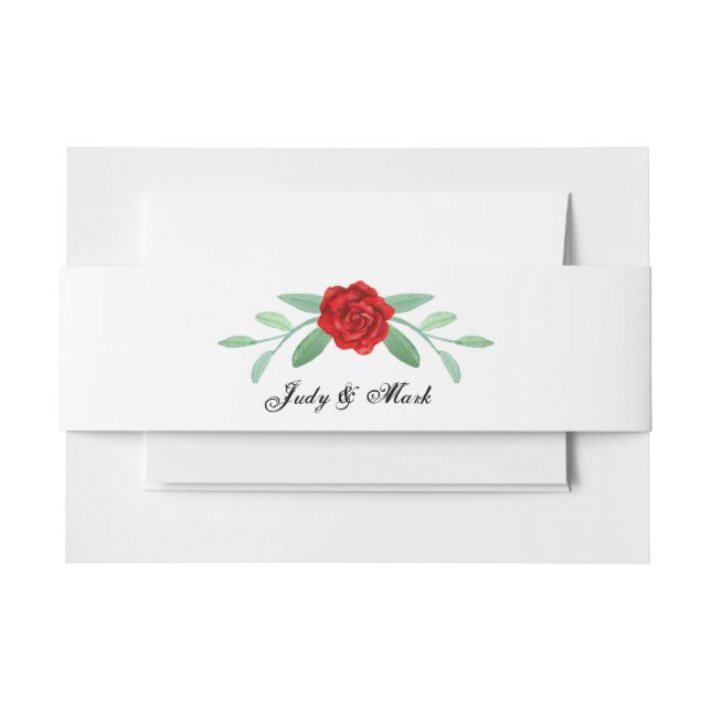 Bandeau De Faire-part Feuillage de verdure floral rouge (Devant Example)