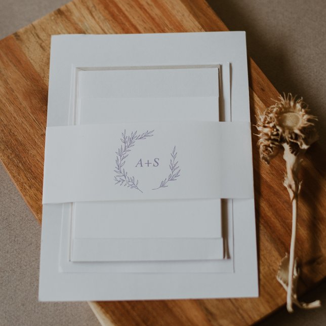 Bandeau De Faire-part Feuille minimale | Dusty Purple Monogram Mariage (Créateur téléchargé)