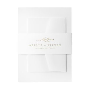 Bandeau De Faire-part Feuille minimale Gold Mariage Belly Band