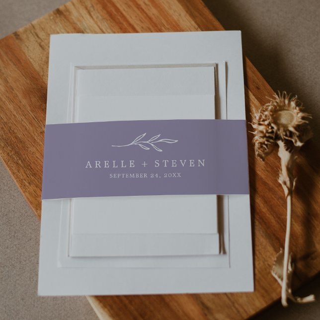 Bandeau De Faire-part Feuille minimale | Lavender Mariage Belly Band (Créateur téléchargé)