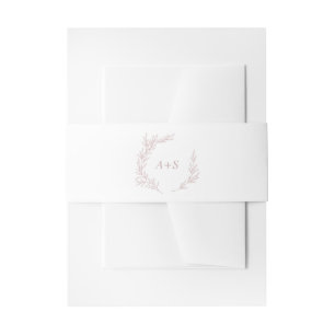 Bandeau De Faire-part Feuille minimale   Mariage de monogramme rose