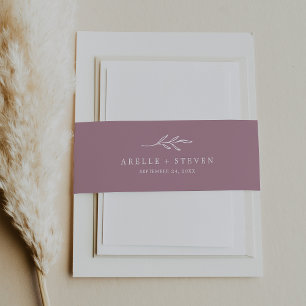 Bandeau De Faire-part Feuille minimale Mauve Mariage Belly Band