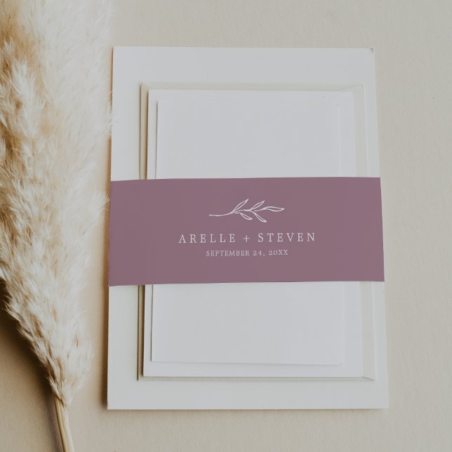 Bandeau De Faire-part Feuille minimale | Mauve Mariage Belly Band (Créateur téléchargé)