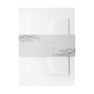Bandeau De Faire-part Feuille minimaliste   Mariage gris dessiné main