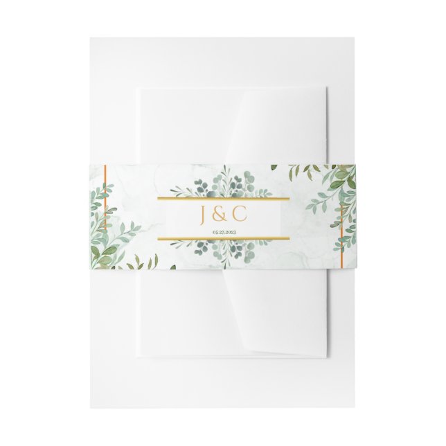 Bandeau De Faire-part Feuilles de verdure à l'aquarelle mariage (Devant example)