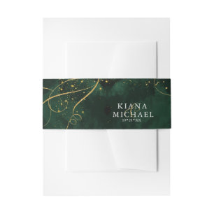 Bandeau De Faire-part Fine Lines Gold Abstrait Mariage V1 Emerald ID867