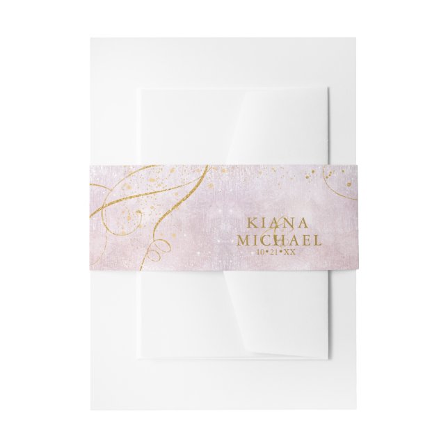 Bandeau De Faire-part Fine Lines Gold Abstrait Mariage V1 Mauve ID867 (Devant example)