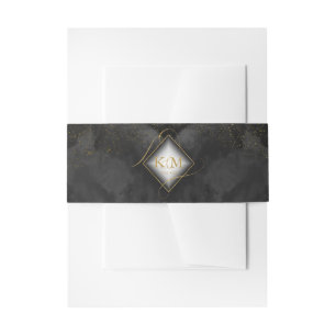 Bandeau De Faire-part Fine Lines Gold Abstrait Mariage V2 Black ID867