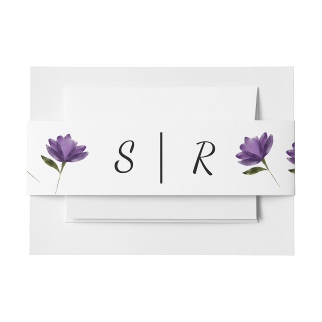 Bandeau De Faire-part Fleur moderne botanique simple violet blanc (Devant Example)