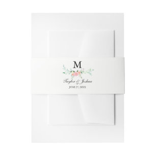 Bandeau De Faire-part Fleur sauvage Aquarelle Monogramme Mariage Bande d