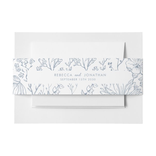 Bandeau De Faire-part Fleur sauvage Floral Dusty Blue Mariage (Devant Example)