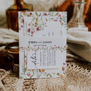 Bandeau De Faire-part Fleur sauvage Invitation Bande de ventre