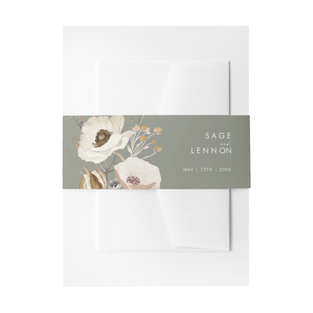 Bandeau De Faire-part Fleur sauvage lunatique | Sage Green (Devant example)