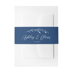Bandeau De Faire-part Fleur sauvage rustique  Script  bleu marine Mariag