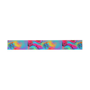 BANDEAU DE FAIRE-PART FLEURS BLEU BLEU ROSE JAUNE
