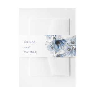 Bandeau De Faire-part Fleurs bleues artistiques Mariage