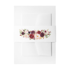 Bandeau De Faire-part Fleurs d'aquarelle de crème et de marsala Bande de