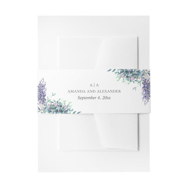 Bandeau De Faire-part Fleurs d'aquarelle violet. Mariage de lavande flor (Devant example)