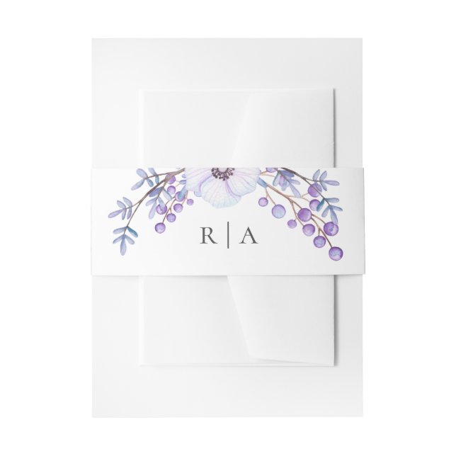 Bandeau De Faire-part Fleurs d'aquarelle violet. Mariage floral Lilac (Devant example)