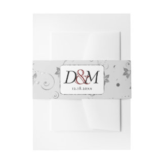 Bandeau De Faire-part Fleurs d'argent sur Mariage gris
