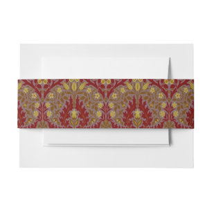 Bandeau De Faire-part Fleurs d'Automne Vintage Rouge Or William Morris