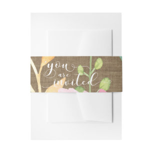 Bandeau De Faire-part Fleurs de Burlap et d'aquarelle Vous êtes invité S