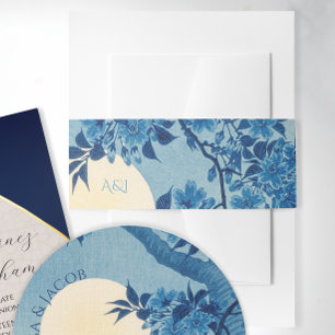 Bandeau De Faire-part .Fleurs de cerisier éclairées par la lune Invitati