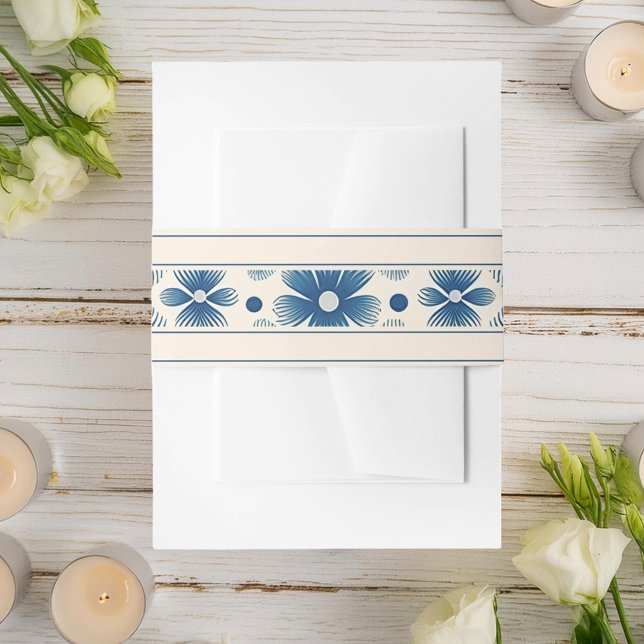 Bandeau De Faire-part Fleurs de mariage du milieu du siècle | Crème (Créateur téléchargé)