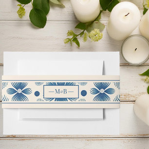 Bandeau De Faire-part Fleurs de mariage du milieu du siècle   Crème   Mo