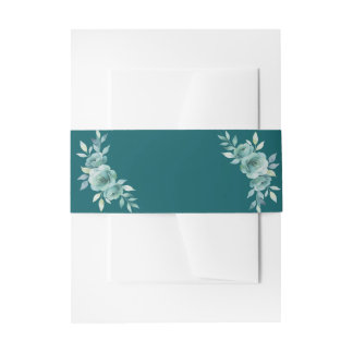 Bandeau De Faire-part Fleurs de mariage Teal Whisper