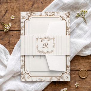 Bandeau De Faire-part Fleurs de style français vintage mariages marron