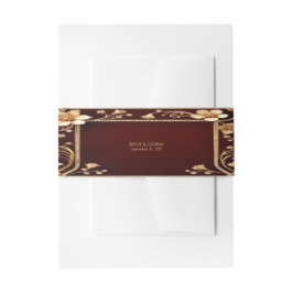 Bandeau De Faire-part Fleurs d'or bordeaux