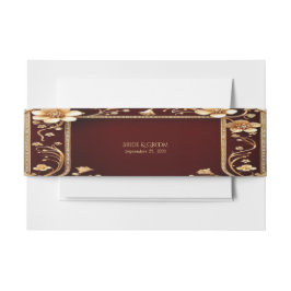 Bandeau De Faire-part Fleurs d'or bordeaux