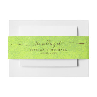 Bandeau De Faire-part Fleurs jaunes sur Mariage vert Abstrait