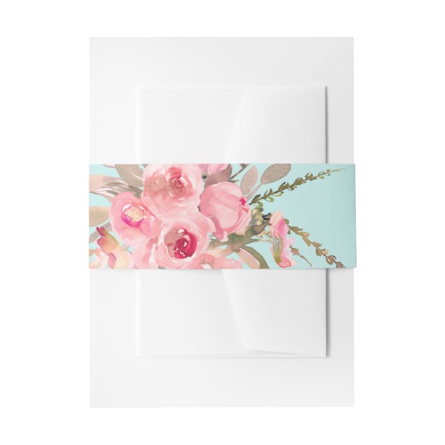 Bandeau De Faire-part Fleurs rose pâle sur bleu clair (Devant example)
