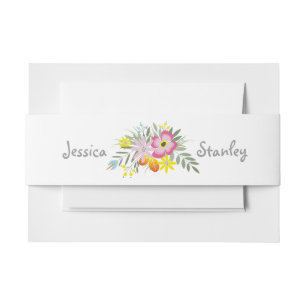 Bandeau De Faire-part Fleurs roses folklore mariage moderne à fleurs flo