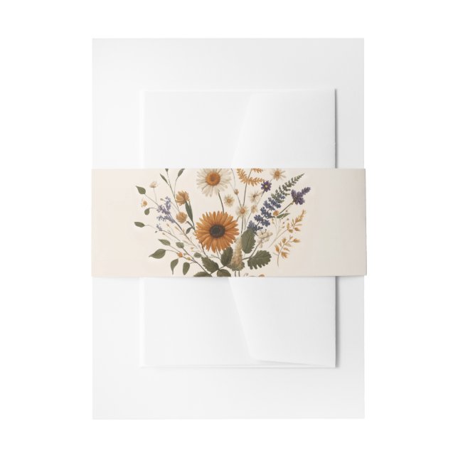 Bandeau De Faire-part Fleurs sauvages Vintage Floral Bunch Bohème Mariag (Devant example)