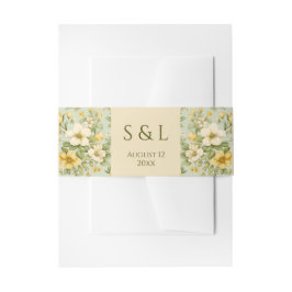 Bandeau De Faire-part Fleurs vertes douces et beiges mariage