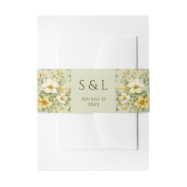 Bandeau De Faire-part Fleurs vertes douces et beiges mariage