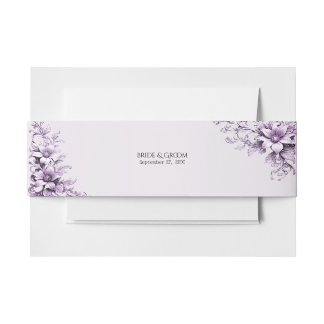Bandeau De Faire-part Fleurs violettes élégantes (Devant Example)
