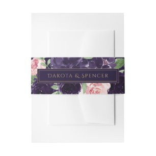 Bandeau De Faire-part Floraison Garland rose et violet foncé
