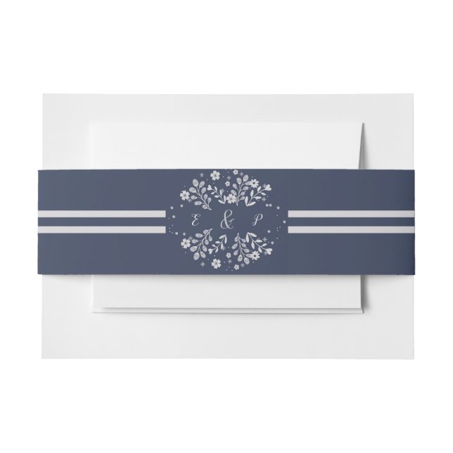 Bandeau De Faire-part Floral Blanc Sur Marine (Devant Example)