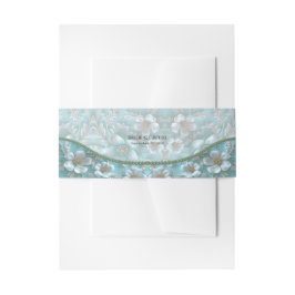 Bandeau De Faire-part Floral blanc turquoise
