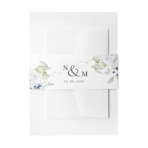 Bandeau De Faire-part Floral bleu blanc, Mariage monogramme