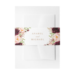 Bandeau De Faire-part Floral Bourgogne Blush Merlot élégant