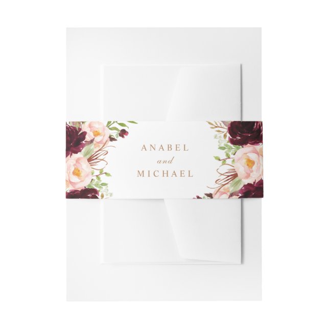 Bandeau De Faire-part Floral Bourgogne Blush Merlot élégant (Devant example)