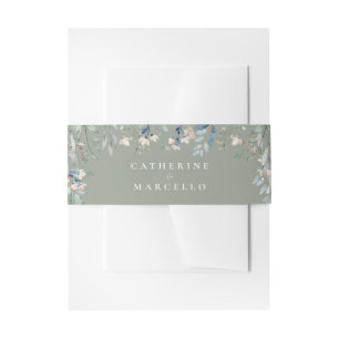 Bandeau De Faire-part Floral Cascade moderne Sage Mariage vert