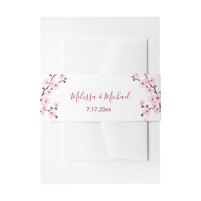Bandeau De Faire-part Floral Cherry Blossoms Your Names Wedding (Devant example)